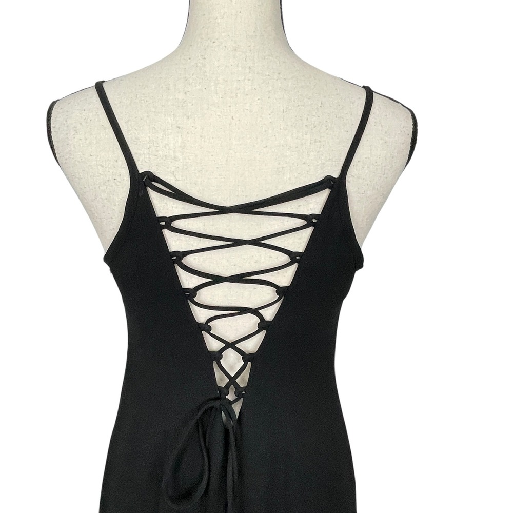 VTG Laundry Shelli Segal Lace Up Corset Back Maxi Dress 8 Evening Whimsigoth Y2K - Picture 4 of 9
